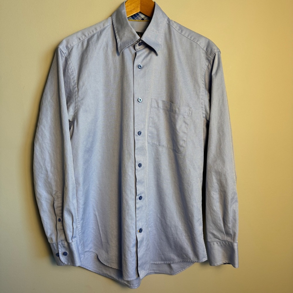 Robert Talbott Mens‎ Blue Herringbone Casual Dress Shirt Button Down Size Medium
